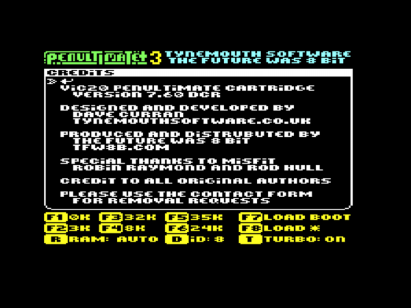 Penultimate+3dcr - Over 230 ROMs & Utils + 0-280k RAM - Full sized SD2IEC - TurboLoad - DOS Wedge - Commodore VIC20 - www.tfw8b.com