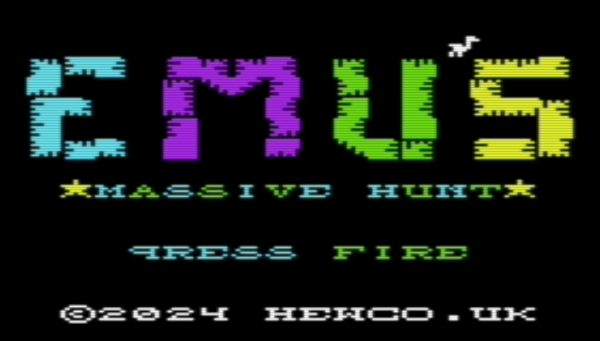 Emu's Massive Hunt - Commodore VIC20+35k - CAS038 - Hewco - www.tfw8b.com
