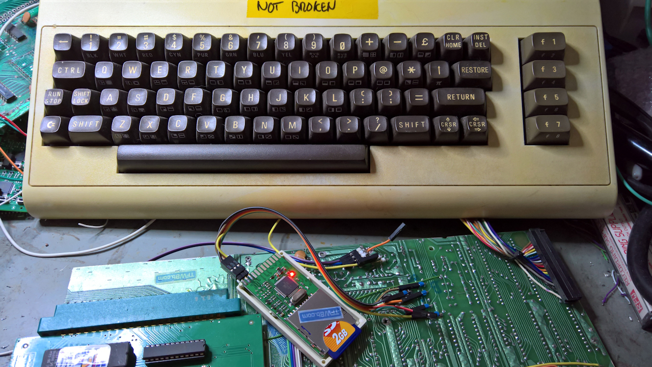 Not a great pic, but yep.. Reversed Keyboard, PU & SD2IEC confirmed as working. Now I just need to cut the PU+ to fit 🪚